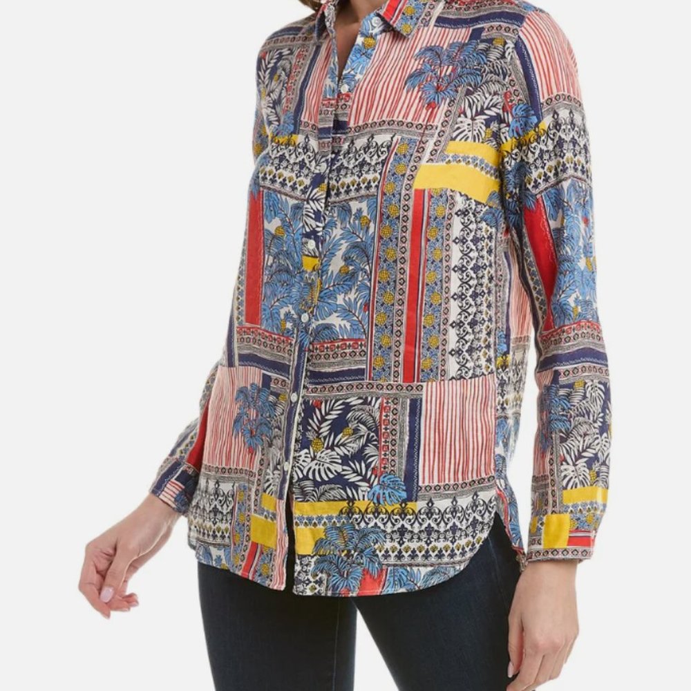NEW J. McLaughlin Palm Print Britt Blouse - Size XS